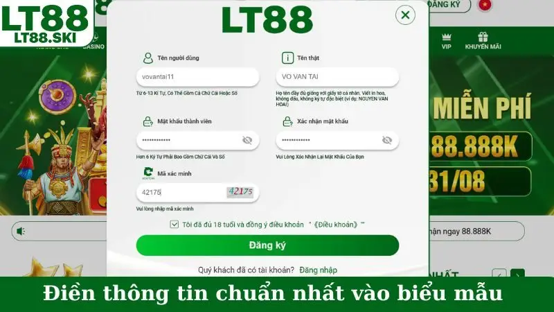 Điền thông tin chuẩn nhất vào biểu mẫu