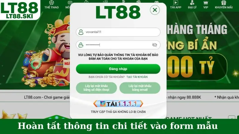 Hoàn tất thông tin chi tiết vào form mẫu
