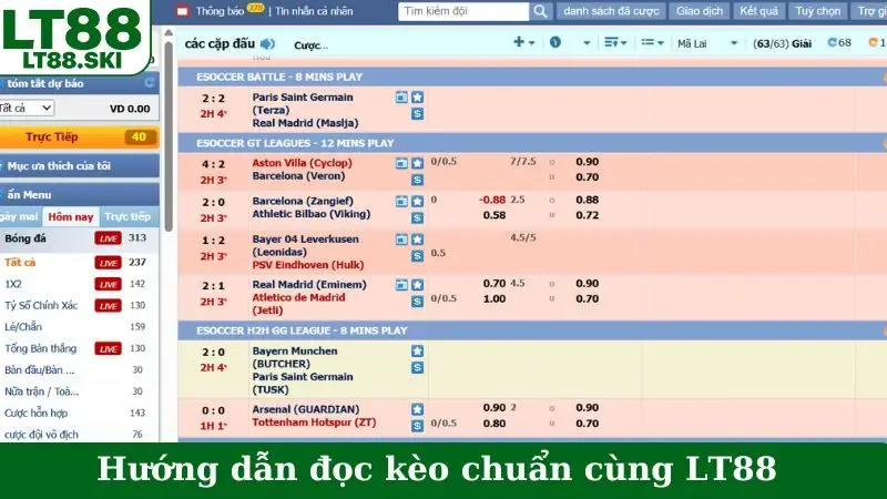 Hướng dẫn đọc kèo chuẩn cùng LT88