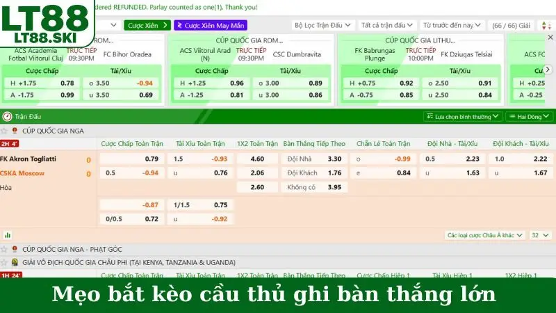Mẹo bắt kèo cầu thủ ghi bàn thắng lớn