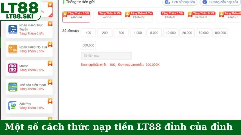 Một số cách thức nạp tiền LT88 đỉnh của đỉnh