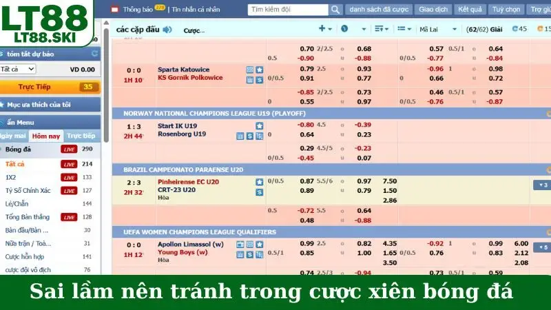 Sai lầm nên tránh trong cược xiên bóng đá