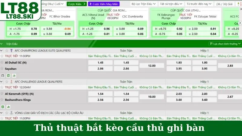 Thủ thuật bắt kèo cầu thủ ghi bàn